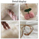 Women Furry Fluffy Female Soft Plush Handbags Cherry Bags Totes Shopping Bags
