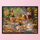 11CT Full Embroidery Forest Deer Herd Cotton Print Cross Stitch Home Decora