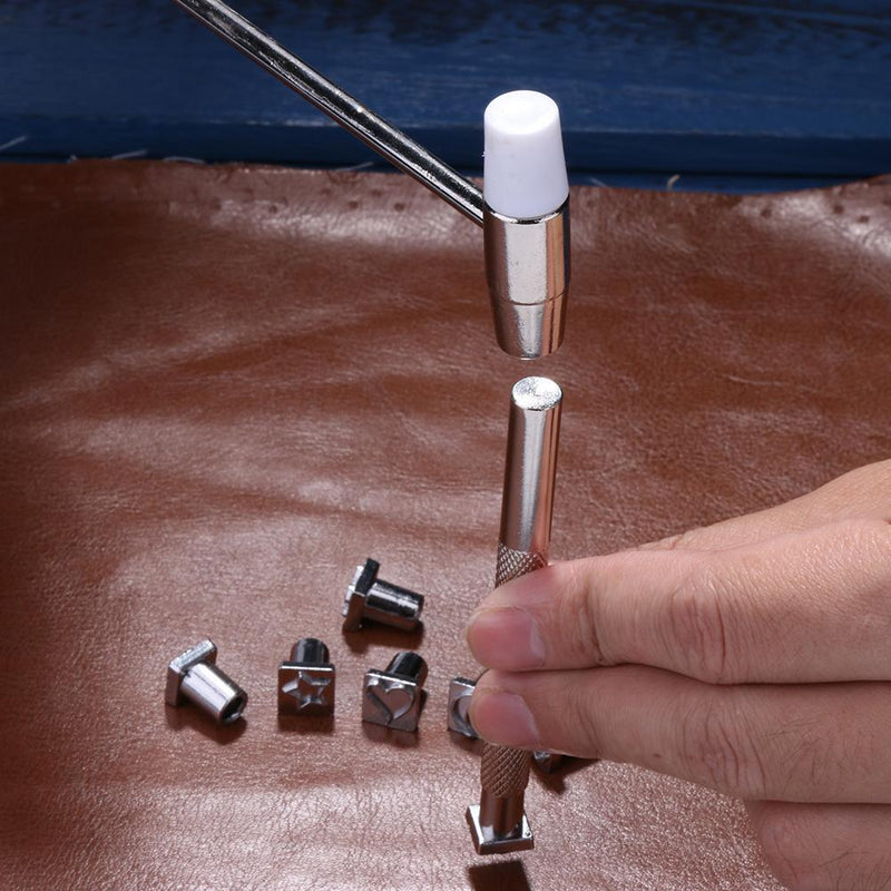 9 in 1 DIY Leather Printing Tool Steel Metal Carving Leathercraft Tool Kit Newly
