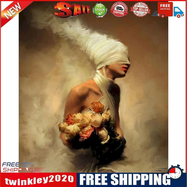 Smoke Girl Oil Paint By Numbers DIY Handpainted on Canvas Wall Art Picture