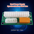 24 Pin to 4 Pin Power Supply Dual PSU Cable Adapter Sync Starter Extender Card
