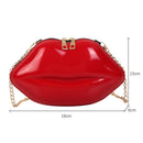 Lips Women PVC Handbags Chain Messenger Bags Shoulder Party Clutch (Red)