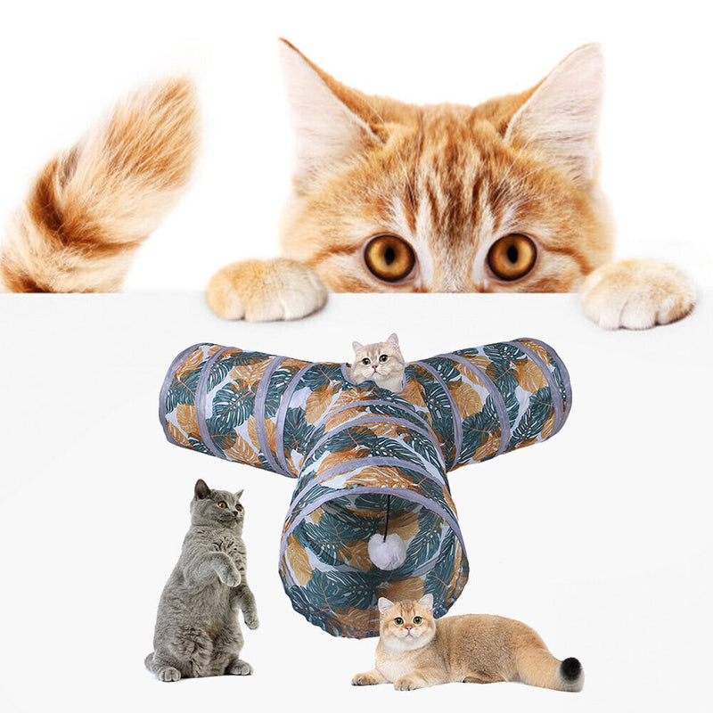 Cat Tunnel Tube 2/3/4 Way Foldable Cat Kitten Tunnel Training Interactive T