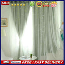 1pc Hollowed Star Shading Window Curtain Drapes Purdah for Home(Green)