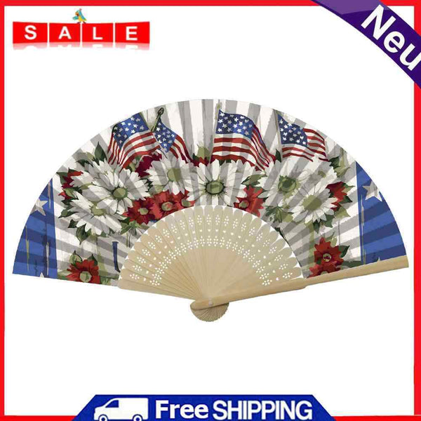 Independence Day Flowers Flag Oil Paint Folding Fan By Numbers DIY Craft Decor