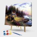 50x40cm Beach House Painting By Numbers DIY Canvas Hand Painted Picture Kit