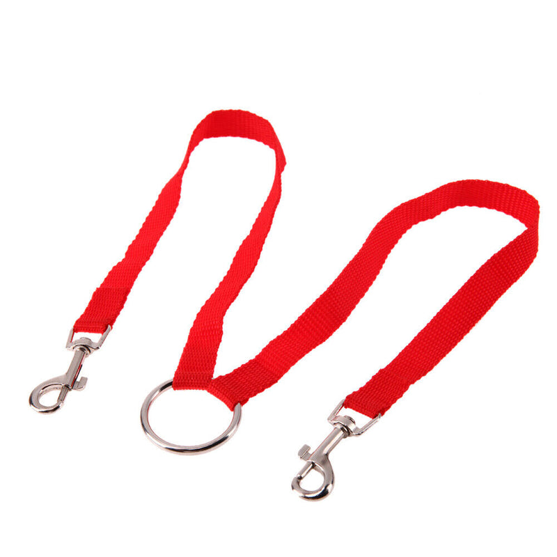 Nylon Double Dual Two Pets Dogs Leash 2 Way Coupler Walk Necklace(Red) Newly