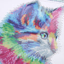 5D DIY Round Drill Diamond Painting Colorful Cat Cross Stitch Embroidery