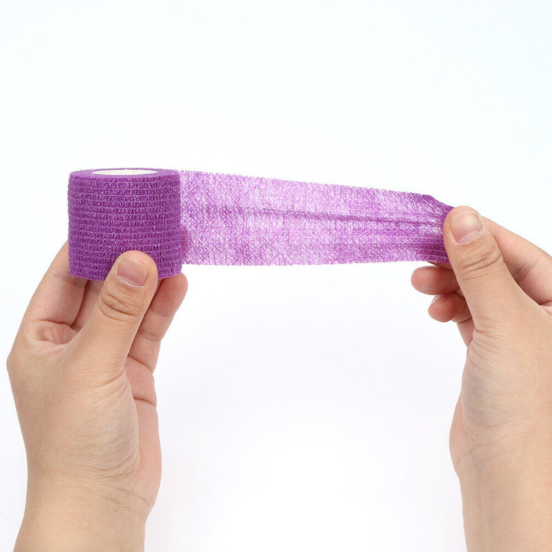 Sport Bandage Self Adherent Wrap Grip Roll Knee Protector (Purple)