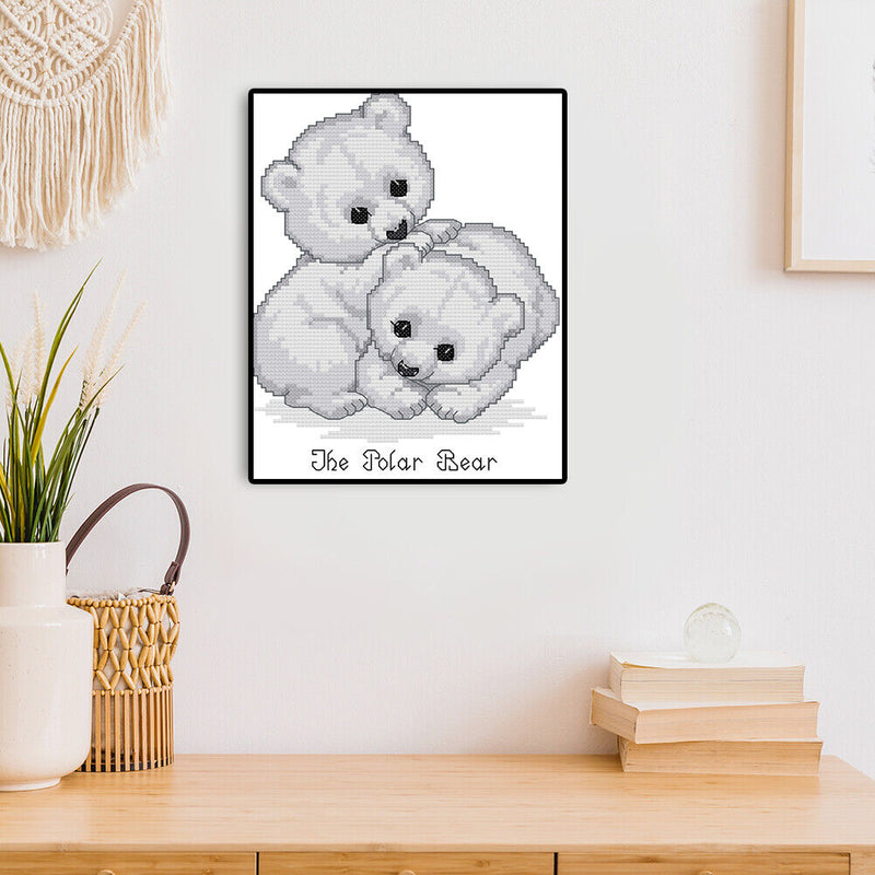 14CT Printed Partial Cross Stitch Handcraft Polar Bear Artwork Wall Decor