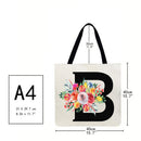 Alphabet flowers Printed Shoulder Shopping Bag Casual Large Tote Handbag B