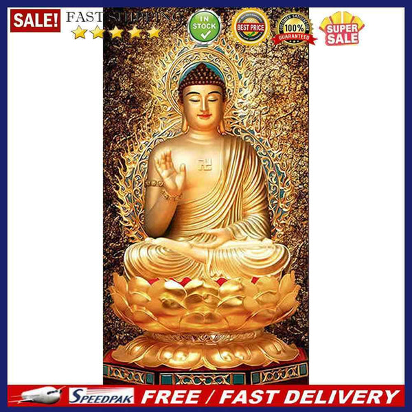 Rhinestone Diamond Painting 5D Full Round Drill DIY Buddha Picture Poster D