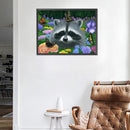 5D Diamond Painting Kit Raccoon in Flowers Full Round Drill Rhinestone DIY