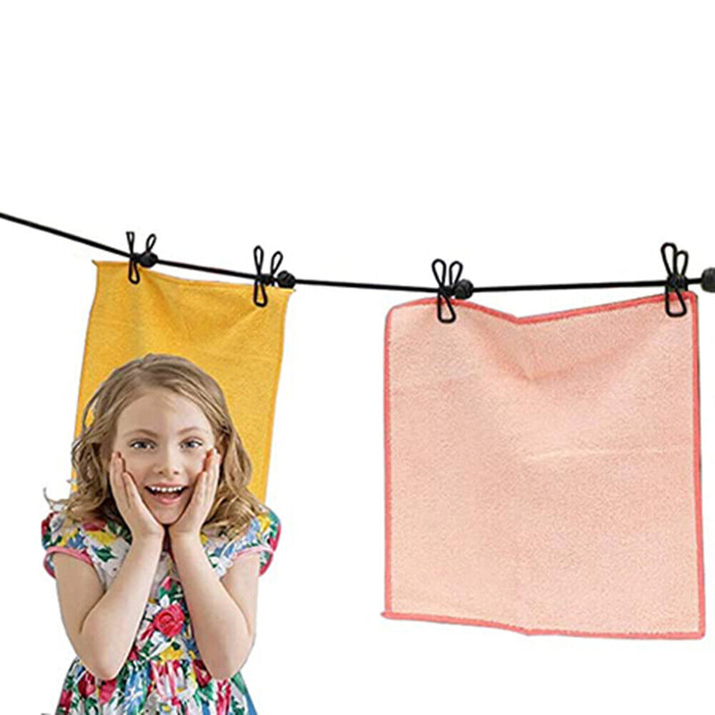 Portable Windproof Travel Clothesline with Clothespins Clips for Outdoor Ca