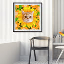 Flower Cat Face Full Round Drill DIY Mosaic Diamond Painting Rhinestone Decor
