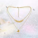 Titanium Steel Butterfly Female Double Layer Single Necklace Choker Gift Pendant