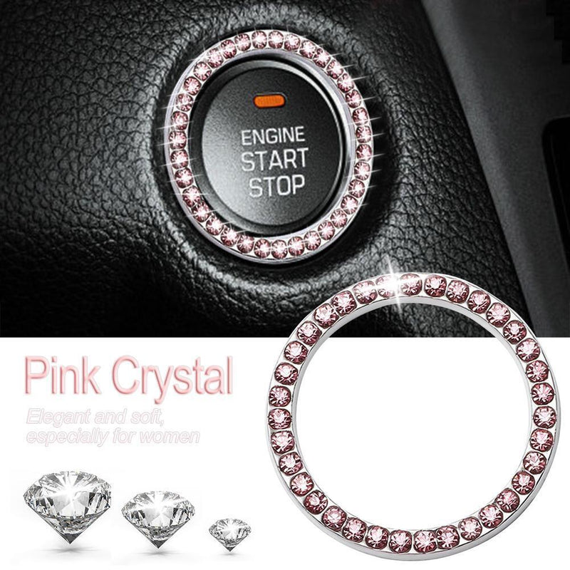 40mm/1.57in OD Car Auto Start Switch Button Decorative Diamond Ring(Pink) Newly