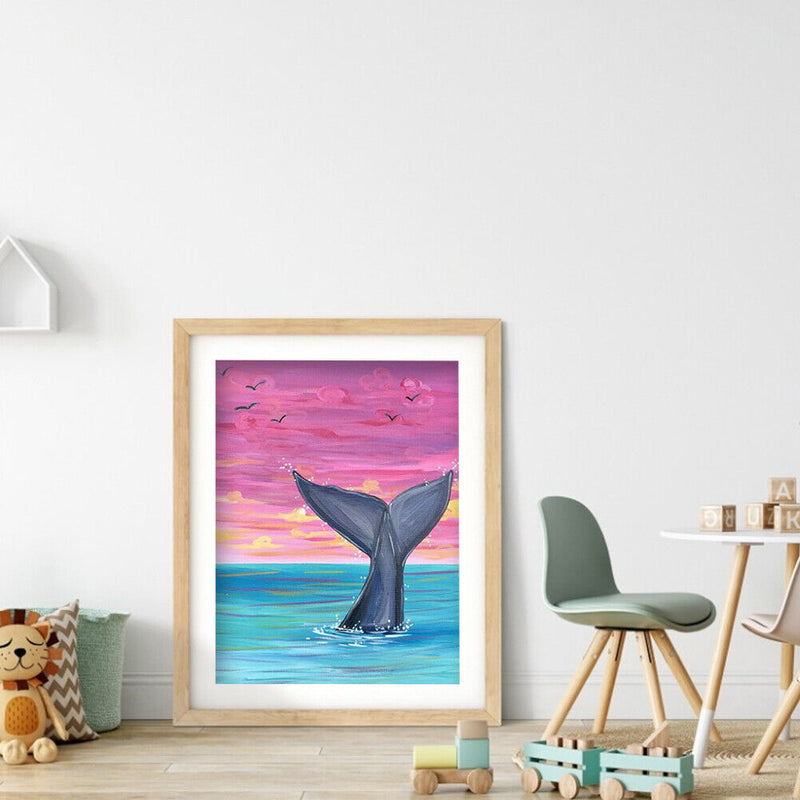 Hand Painted on Canvas DIY Marine Life Oil Paint By Numbers Drawing Kit Ornament