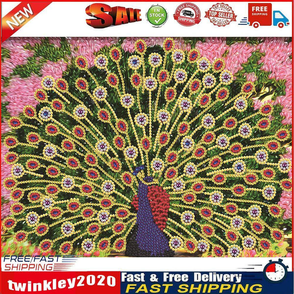 Diamond Painting Kit Open Peacock Partial Special Shape Drill DIY (up271) Newly