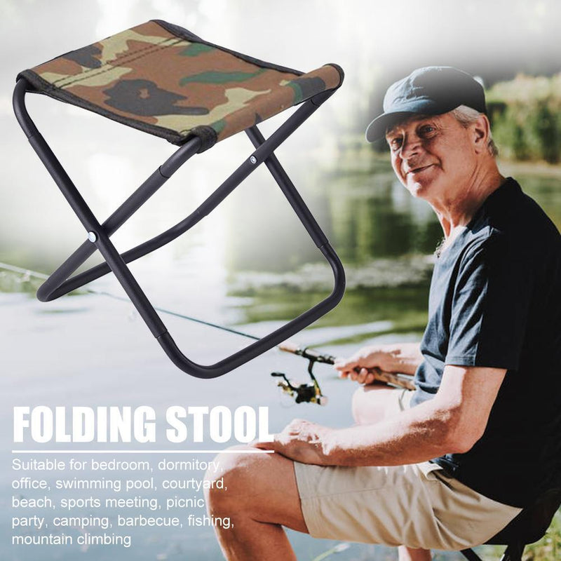 2xLightweight Folding Stool Outdoor Camping Picnic Travel Chair(Camouflage)