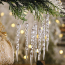 12x Clear Glass Icicle Crystal Ice Ornaments Christmas Tree Decoration~