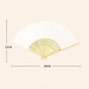 White Hand Held Fan Folding Bamboo Paper Wooden Wedding Party Decor Events V4I1