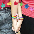 Girls Boys Rainbow Wristband Daisy Strap Bracelets Cotton Linen Charm Straps