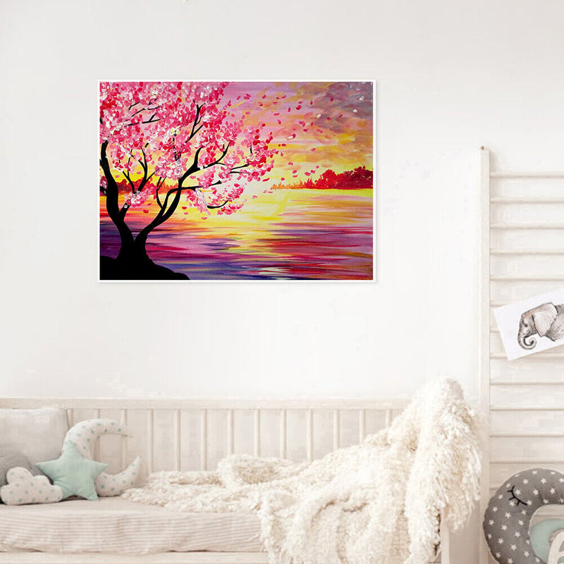 50x40cm Oil Paint By Numbers Sunset Sea Frameless Picture Craft Home Decor Kit