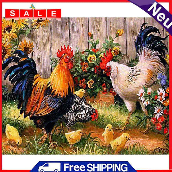 DIY Painting By Numbers Canvas Chicken Handpainted Oil Coloring Drawing Home Kit
