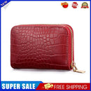 Women PU Leather Crocodile Wallet Business Zipper Holder Handbag (Red)