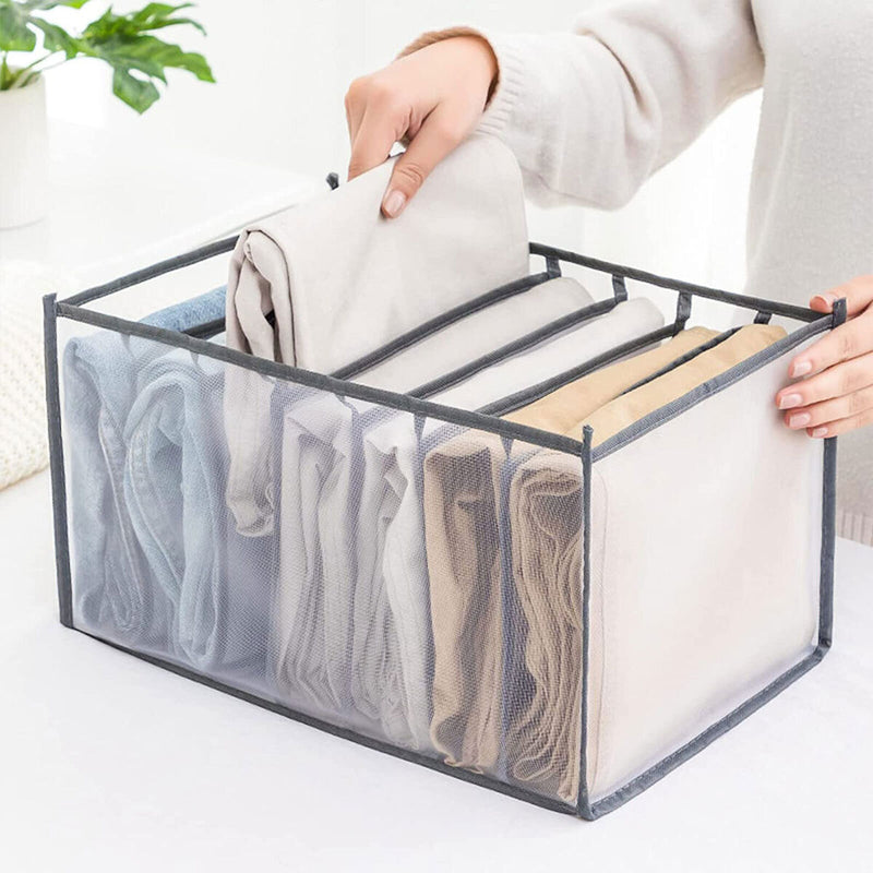 Wardrobe Clothes Organizer - Set of 4 7 Grids Washable Drawer Storage Box Newly