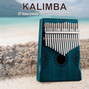 17 Key Portable Mahogany Kalimba Wooden Thumb Piano with Armrests (Blue) Newly