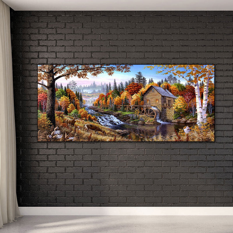 Woods Oil Paint By Numbers Kits Canvas Picture Wall Art DIY Craft Decor Hat