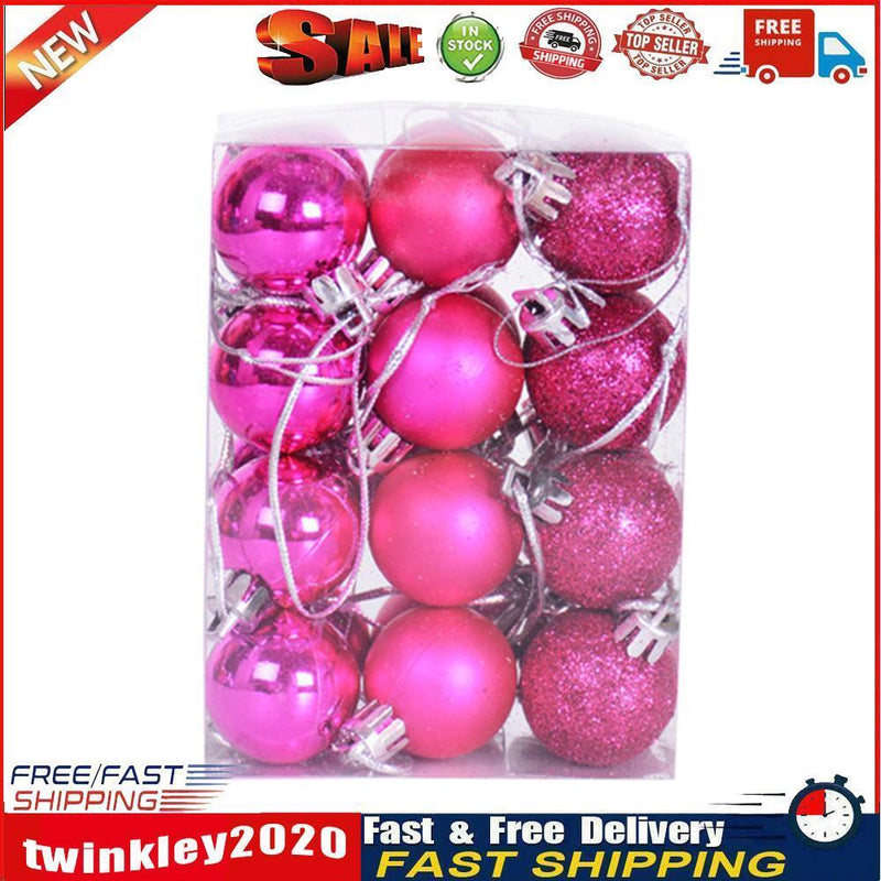 24pcs/box Christmas Balls 3cm Hanging Shopping Mall Ceiling Ornament (A) Newly