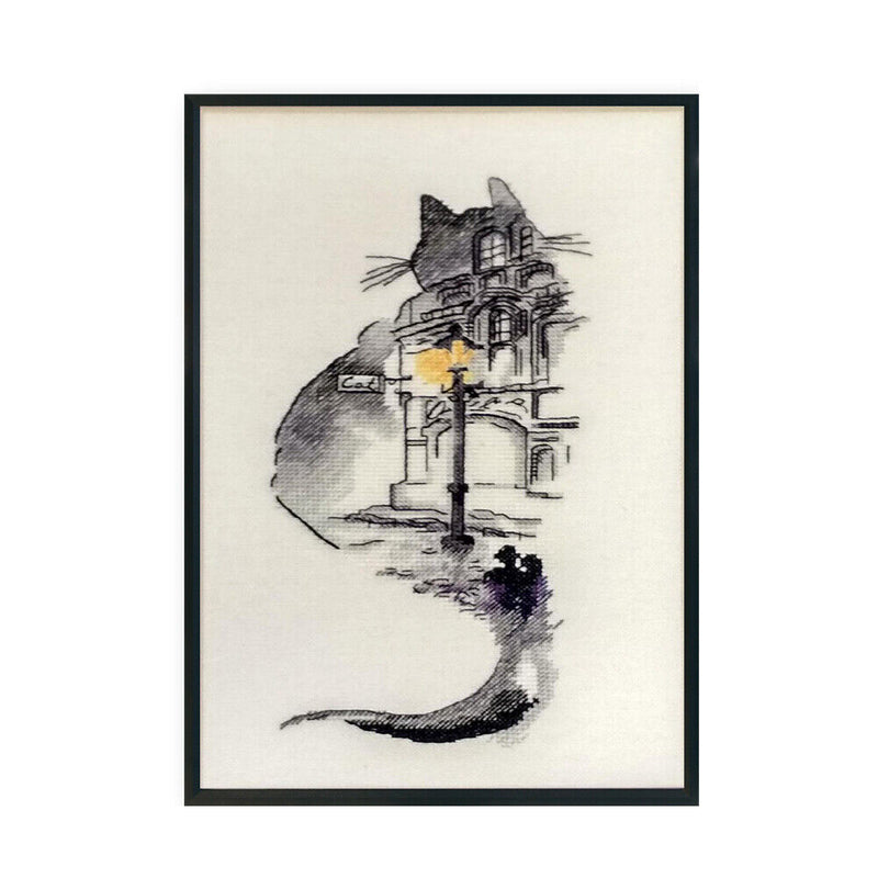 Ink Cat Building DIY Cotton Thread Partial Cross Stitch DIY Handmade Needlework