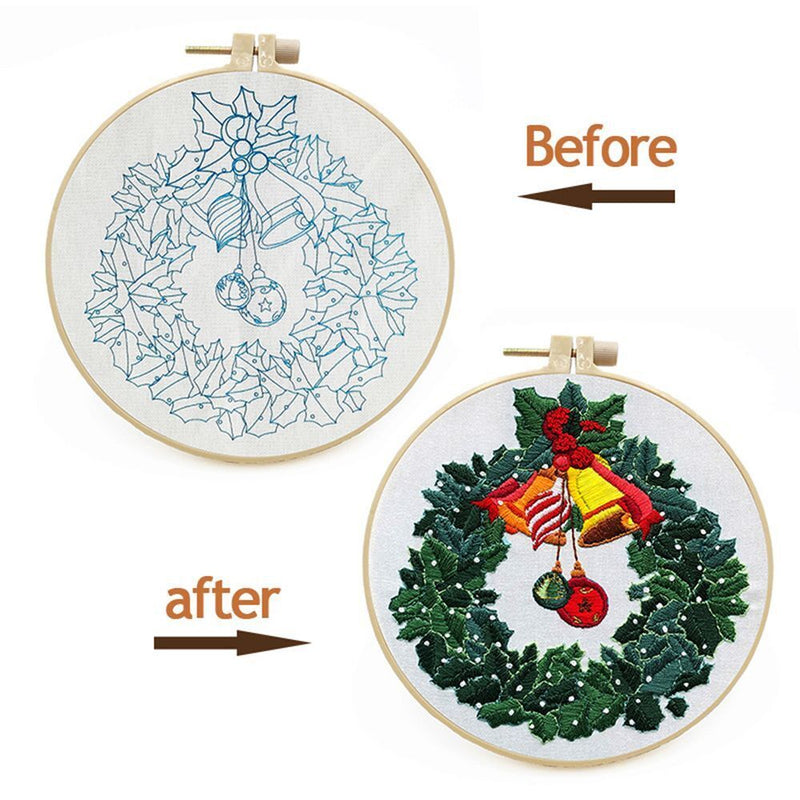 Embroidery Hoop Christmas Embroidery Cross Stitch Kit Merry Christmas