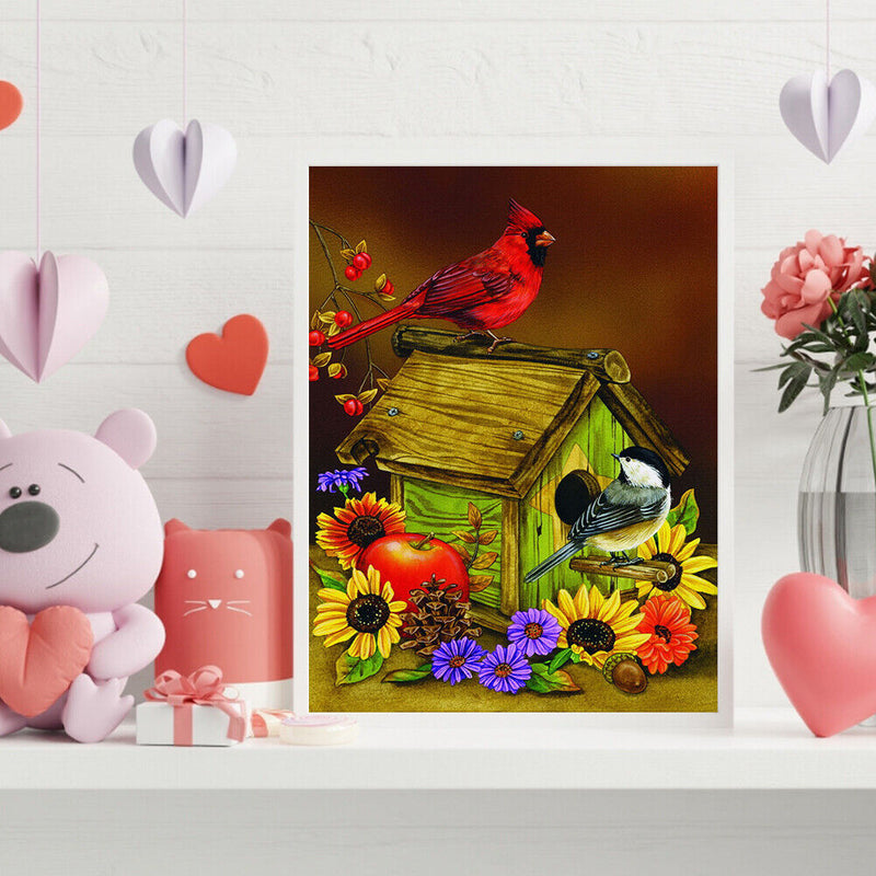 Oil Paint by Numbers Bird House Canvas Artwork Living Room Picture Decoration