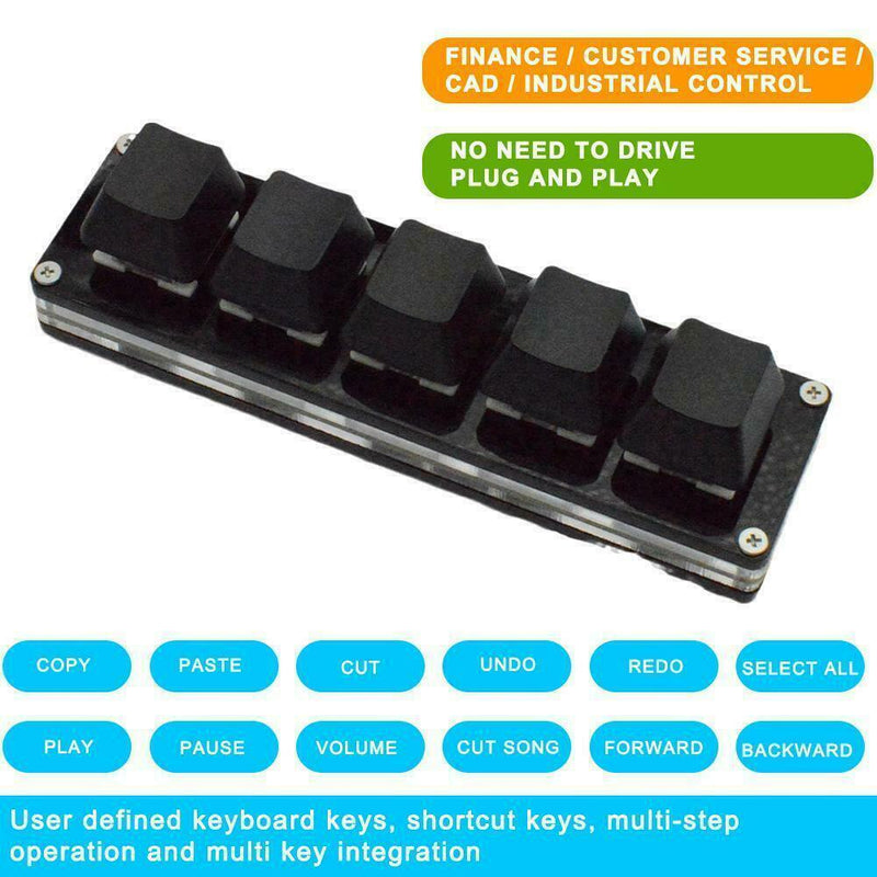 5-Key Mini Mechanical Keyboard Custom Shortcut Programmable Control Keypad L2D6