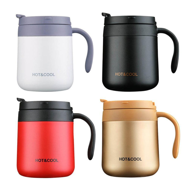 350ml Stainless Steel Vacuum Flask Handle Lid Portable Water Cup (Red)