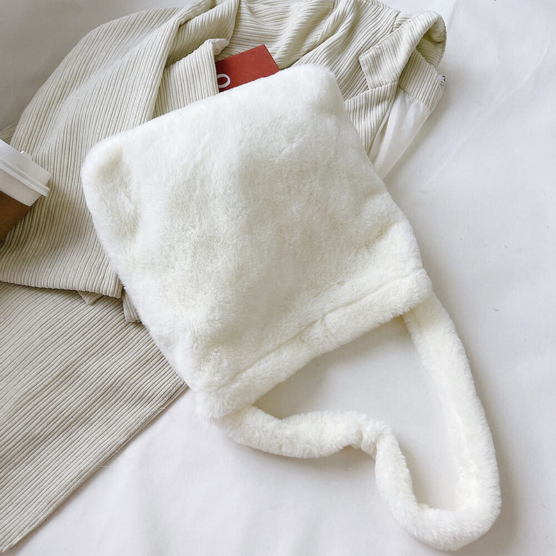 Women Soft Warm Plush Handbags Fluffy Underarm Bags Retro Evening Handbags