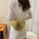 Love Heart-shaped Crossbody Bag PU Leather Women Fashion Stone Pattern Purse