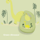 Cartoon Silicone Kids Bib Waterproof Baby Feeding Adjustable Apron (Green) Newly