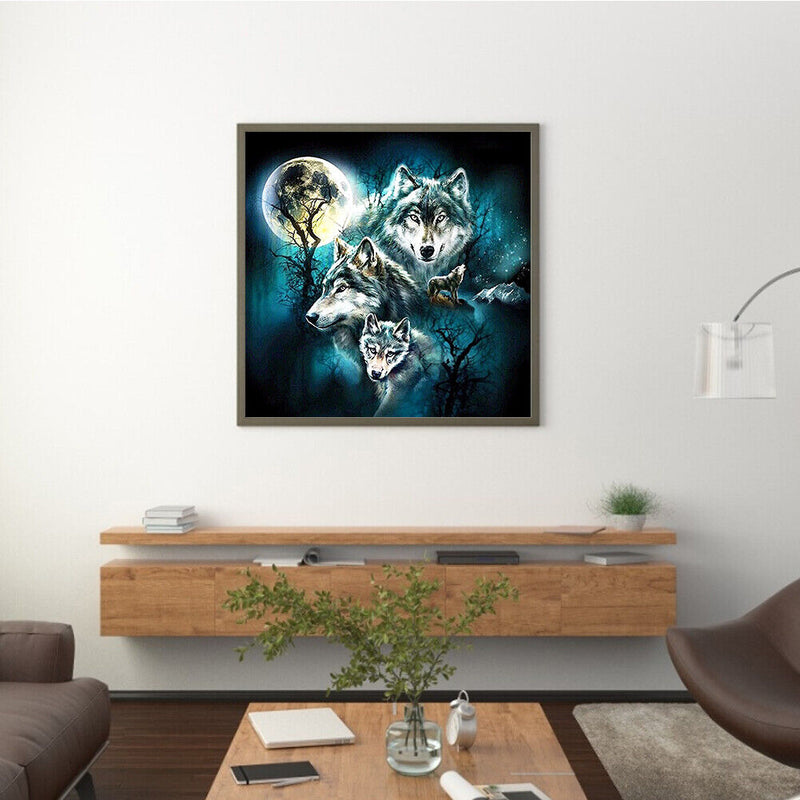 Oil Paint By Numbers Picture DIY Drawing Painting Night Wolf Paint Decor Art