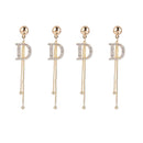 Stud Statement Stud Earrings Luxury Crystal Drop Long Tassel Letter D Earrings