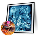 DIY Full Round Drill Diamond Wolves Painting Rhinestone Drawing Home Decora