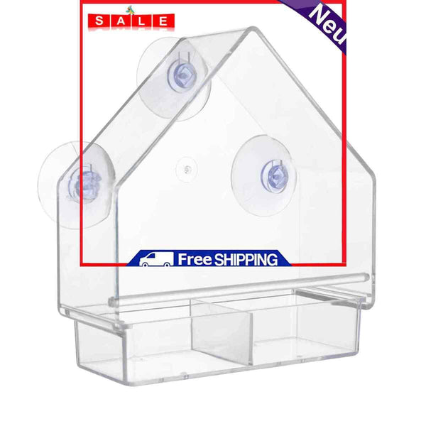 Window Bird Feeder House Shape, Transparent, Suction Cup Outdoor Birdfeeders