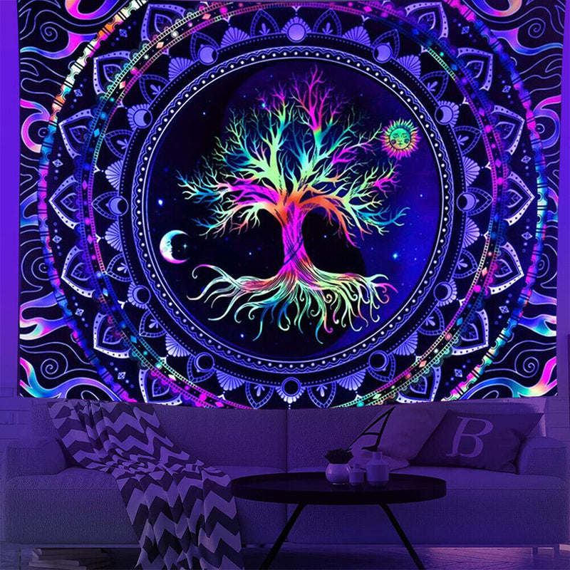 #A Tree Fluorescent Tapestry Wall Hanging Carpet Luminous Background Glow Clot