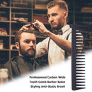 Pro Wide Tooth Carbon Comb Barber Hairdressing Cutting Styling Anti-Static