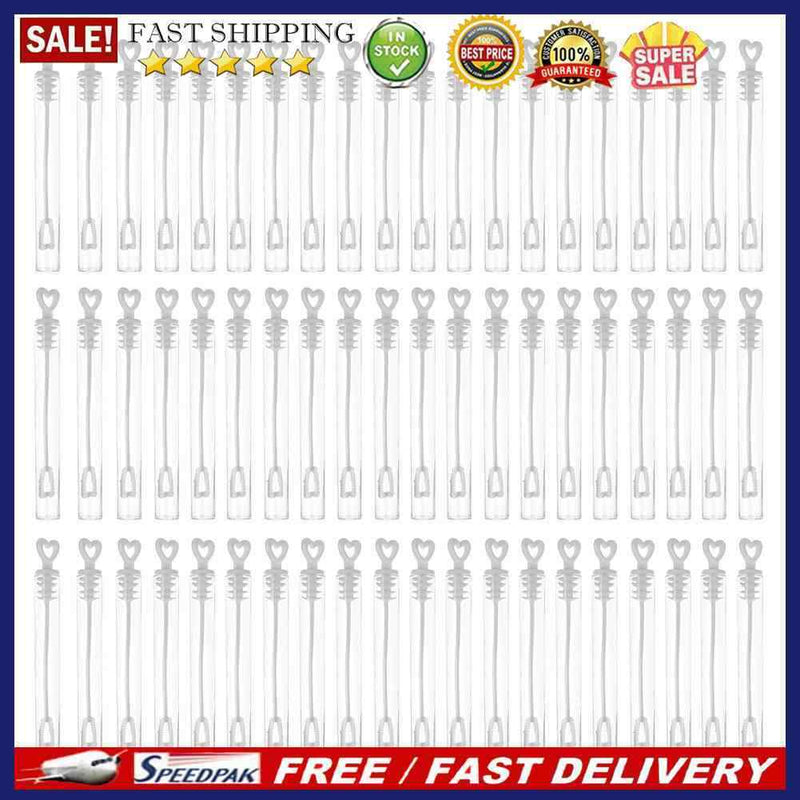 60pcs Love Heart Empty Wedding Soap Bubble Bottles Toys Wand Tube Bubble Ma