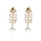 Women Elegant Dangle Zircon Drop Ear Stud Rhinestone Ear Clip Fish Earrings